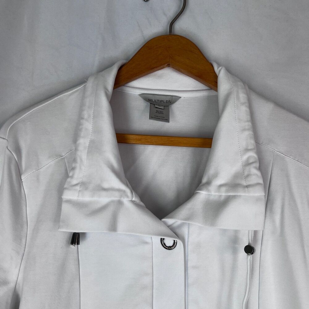 Multiples White Casual Rivet Button Front Drawstr… - image 3